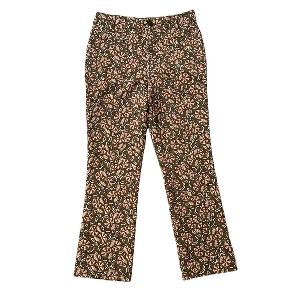 Anthropologie the essential slim brown floral print pants size 2 - Picture 14 of 14
